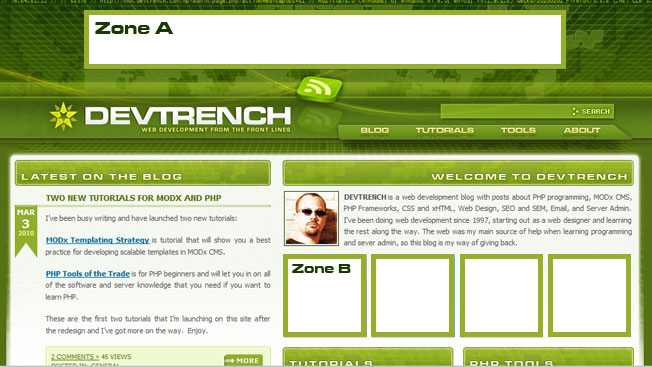 Ad Zones Homepage DEVTRENCH Ad Zones Homepage